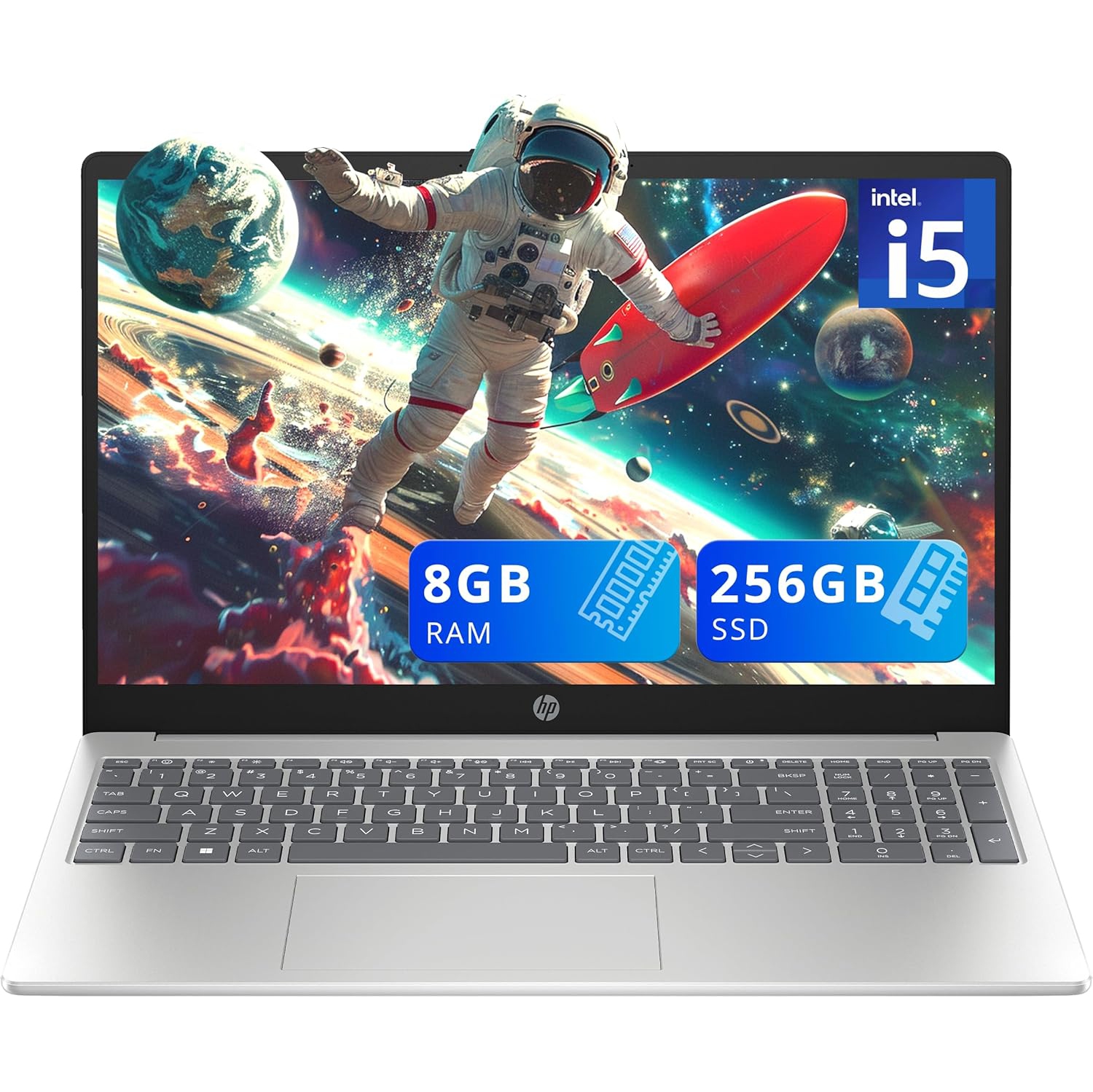 Open Box - HP Pavilion 15.6" FHD IPS Laptop, Intel i5-1235U, 8GB DDR4 RAM, 256GB PCIe SSD, Intel Iris Xe Graphics, Full Size Keyboard, Webcam, Wi-Fi 6, Windows 11, Silver