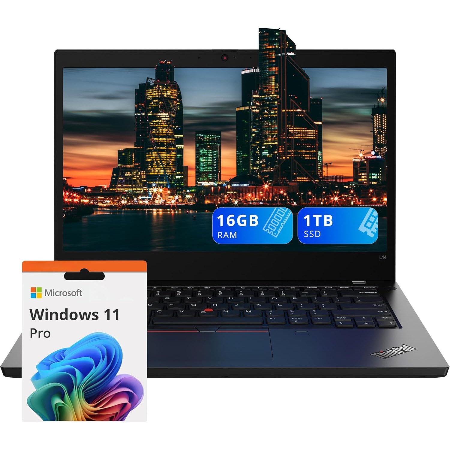 Open Box - Lenovo ThinkPad L14 Gen 2 14" FHD IPS Laptop, Intel Core i5-1135G7, 1TB SSD, 16GB RAM, Intel Iris Xe Graphics, Wi-Fi 6E, Windows 11 Pro, Black
