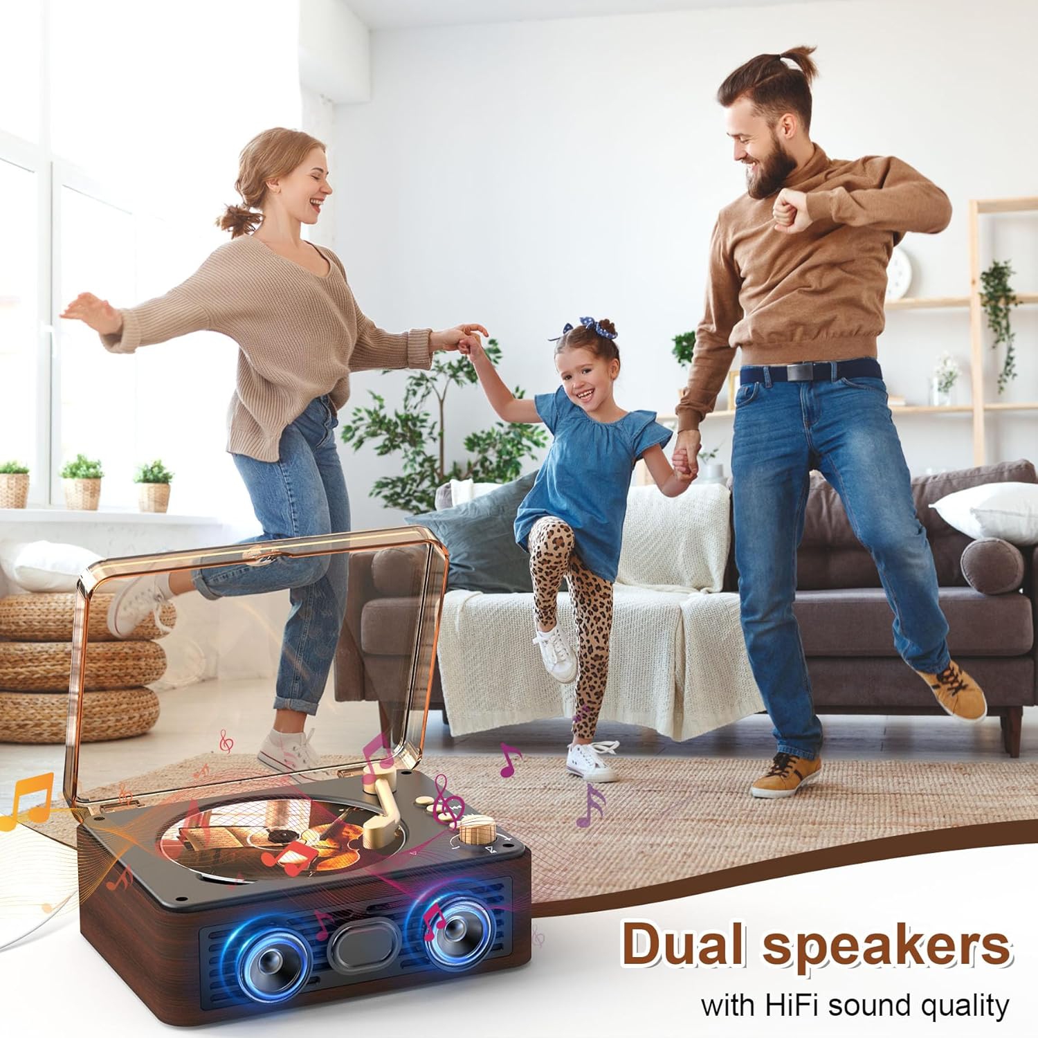 Lecteur CD portatif Bluetooth avec haut-parleur,Lecteur CD de bureau pour la maison,Double haut-parleur stéréo intégré,Radio