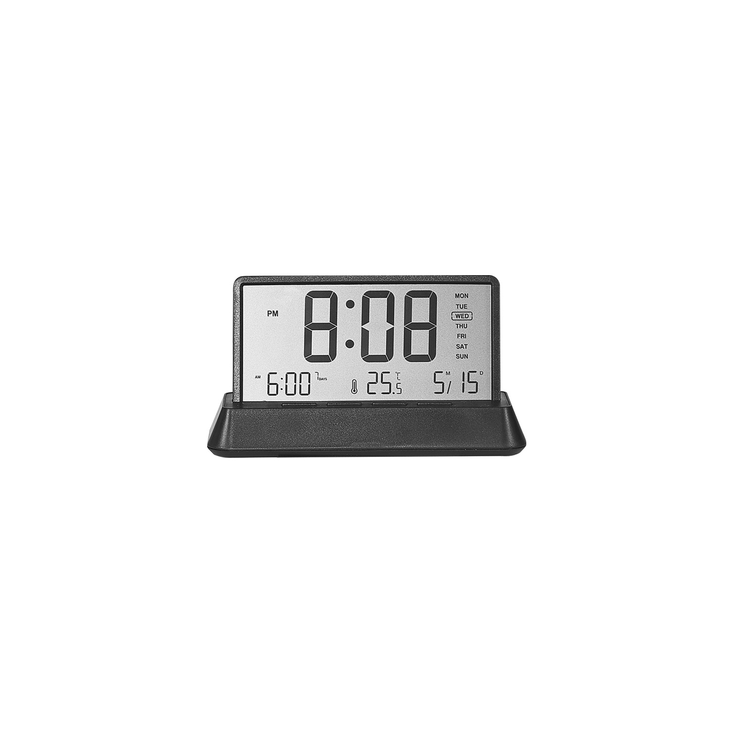 New creative small fresh alarm clock, simple electronic clock, multi-function clock-303 black opaque