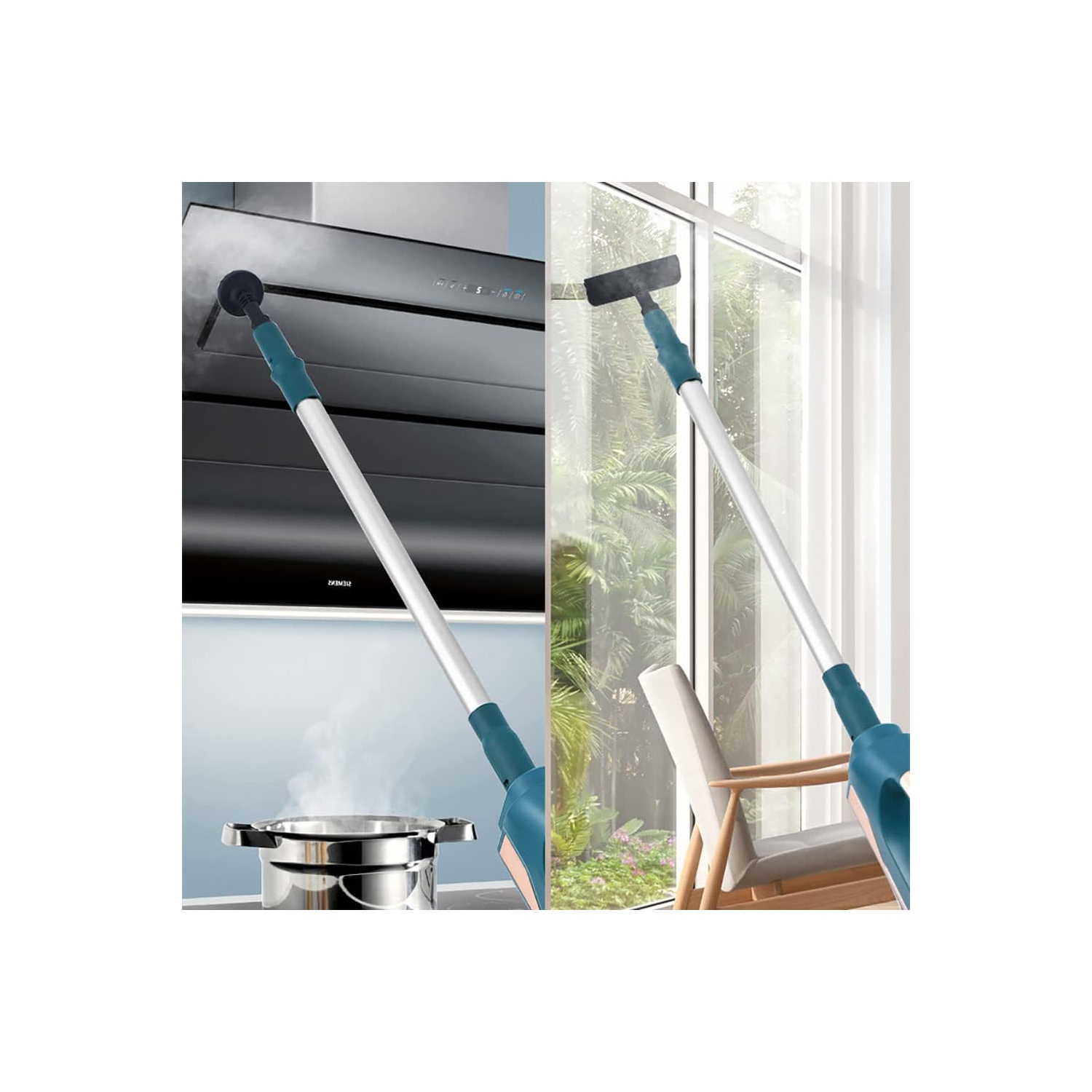 Steam mop, multifunctional electric high temperature steam cleaner, handheld mopping machine, detachable floor steamer - dark green