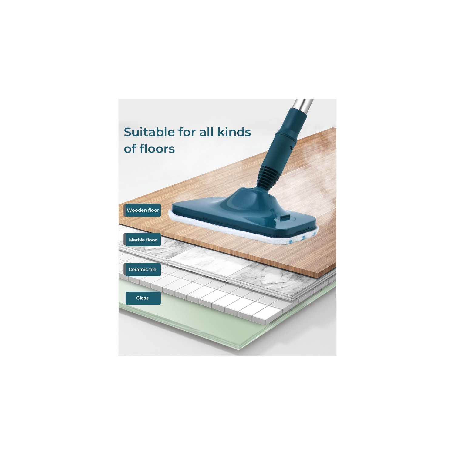 Steam mop, multifunctional electric high temperature steam cleaner, handheld mopping machine, detachable floor steamer - dark green