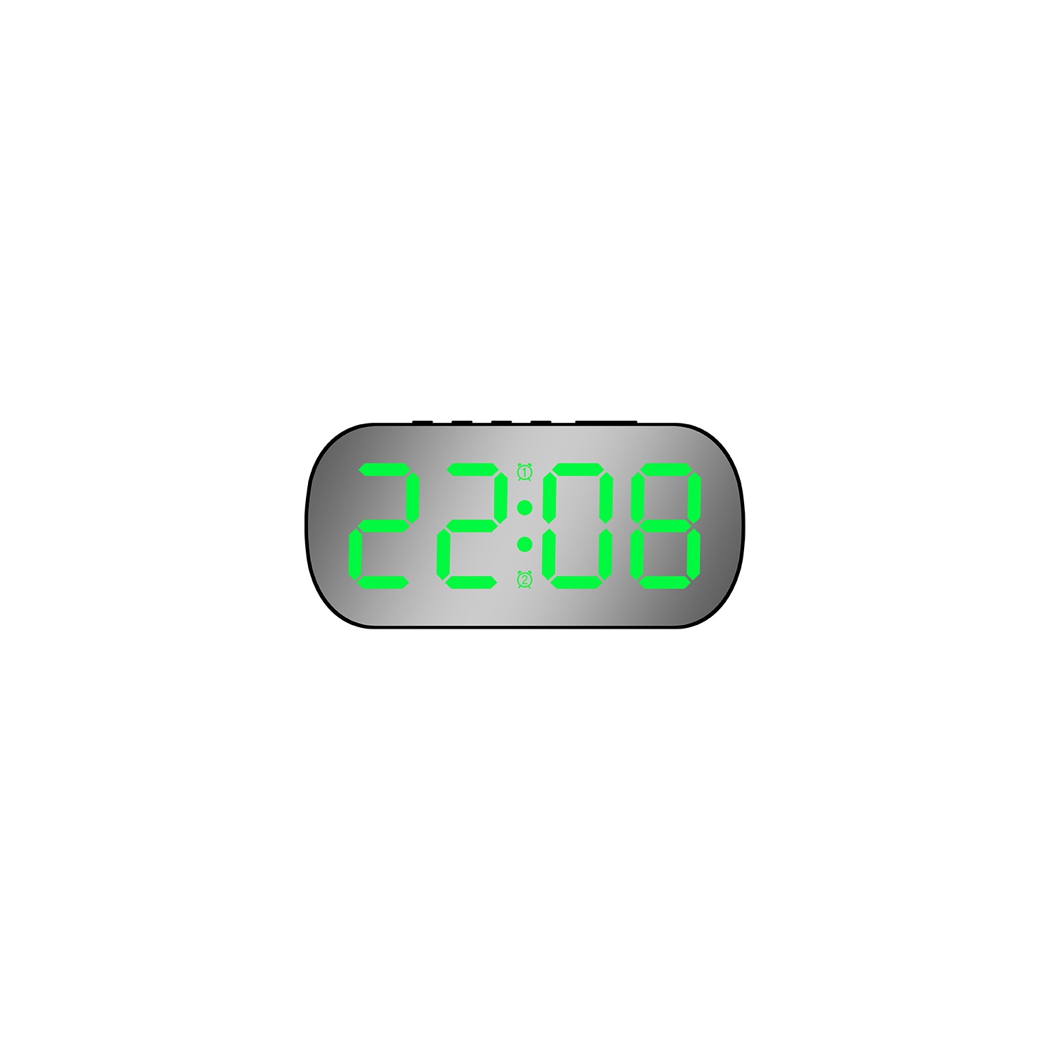 Simple ins style LED digital display electronic clock, digital desktop small alarm clock, student children's mirror alarm clock-Black green light