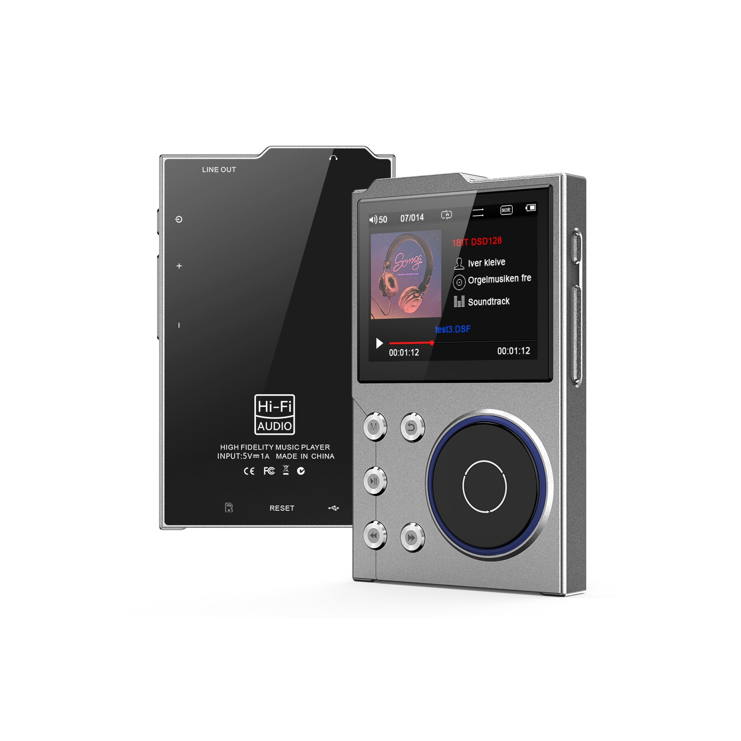 HiFi MP3 Player with Bluetooth, Lossless DSD DAC Flac, High Resolution Music Player, Portable Audio Player, Internal 16 GB Memory Card, 2.4 Inch