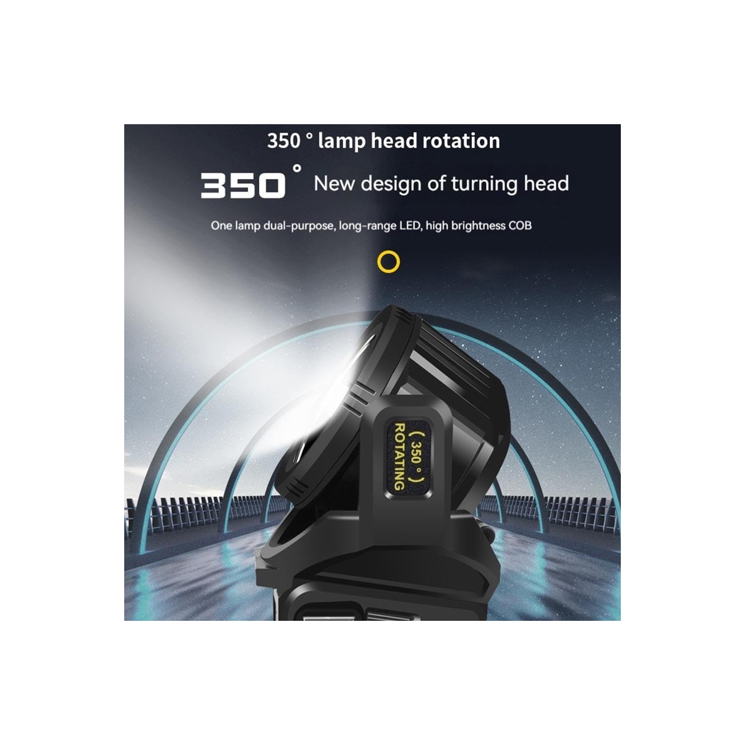 Lampe de poche rechargeable, lampe de poche solaire portative à 9 modes, tête de lampe rotative à 350°, alimentation d'urgence et mobile - Petit