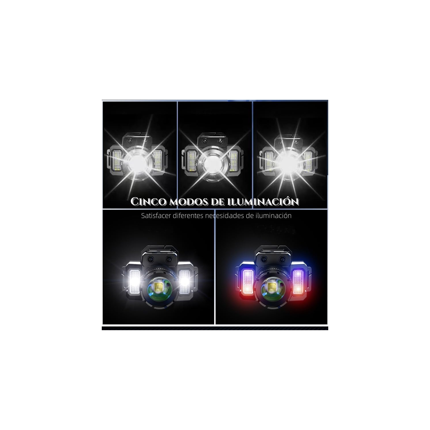 Lampe frontale rechargeable USB, lampe frontale à capteur LED, lampe frontale étanche rechargeable, 5&nbsp;mois, réglable à 360 degrés