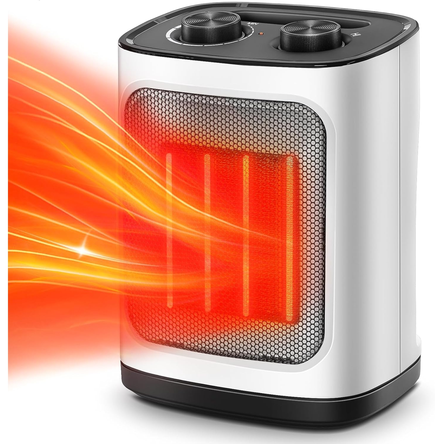 COWSAR Portable Electric Space Heater, 1500W Ceramic Heater with Adjustable Thermostat, Overheat & Tip-Over Protection, Fast Heating for Indoor Use