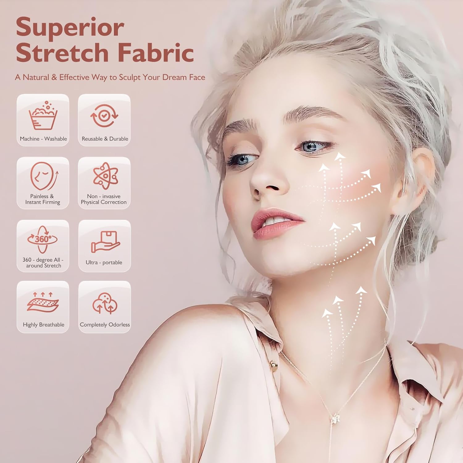 Adjustable V-Line Chin Strap for Daily & Night Face Lifting,Reusable Jawline Shaper for V-Face,Skin-Friendly Breathable Face Lifting Chin Strap