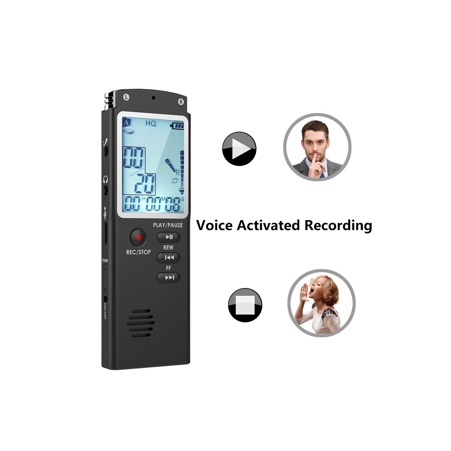 Digital LCD Display MP3 Player Hd Voice Recorder USB Professional Dictaphone Audio Voice Recorder with WAV MP3 Player