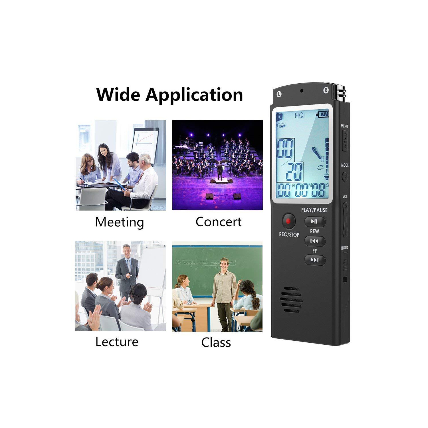 Digital LCD Display MP3 Player Hd Voice Recorder USB Professional Dictaphone Audio Voice Recorder with WAV MP3 Player