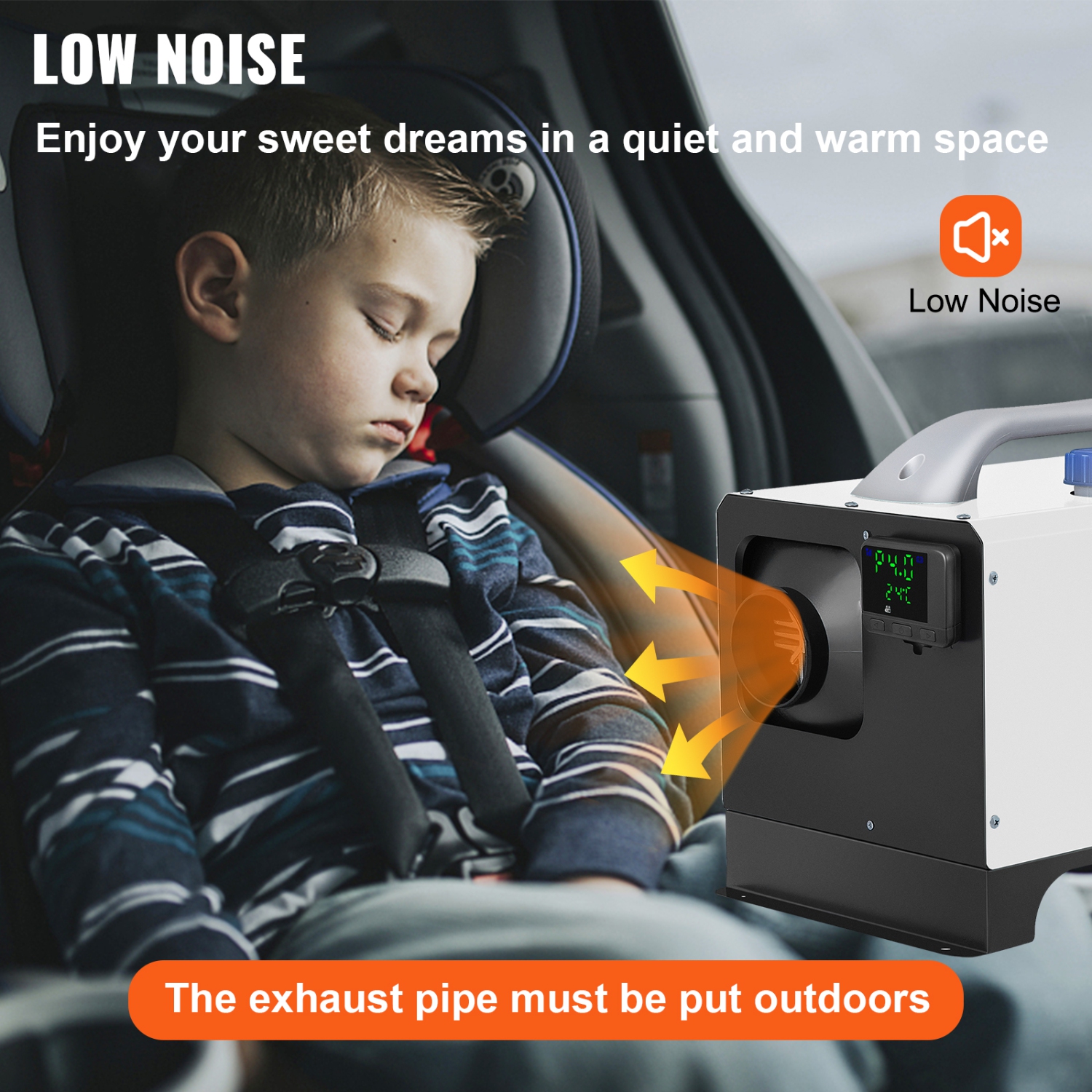 VEVOR 8KW Diesel Air Heater, Parking Heater 12V Truck Heater, One Air Outlet, with Black LCD Switch, Remote Control, Fast Heating Compact Diesel