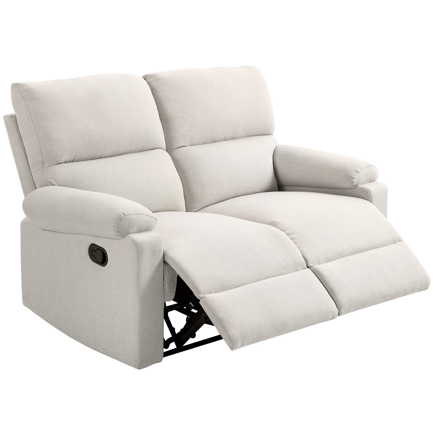 HOMCOM – Causeuse inclinable double, fauteuil inclinable manuel à 2 places, canapé inclinable rembourré avec repose-pieds et dossier divisé, blanc