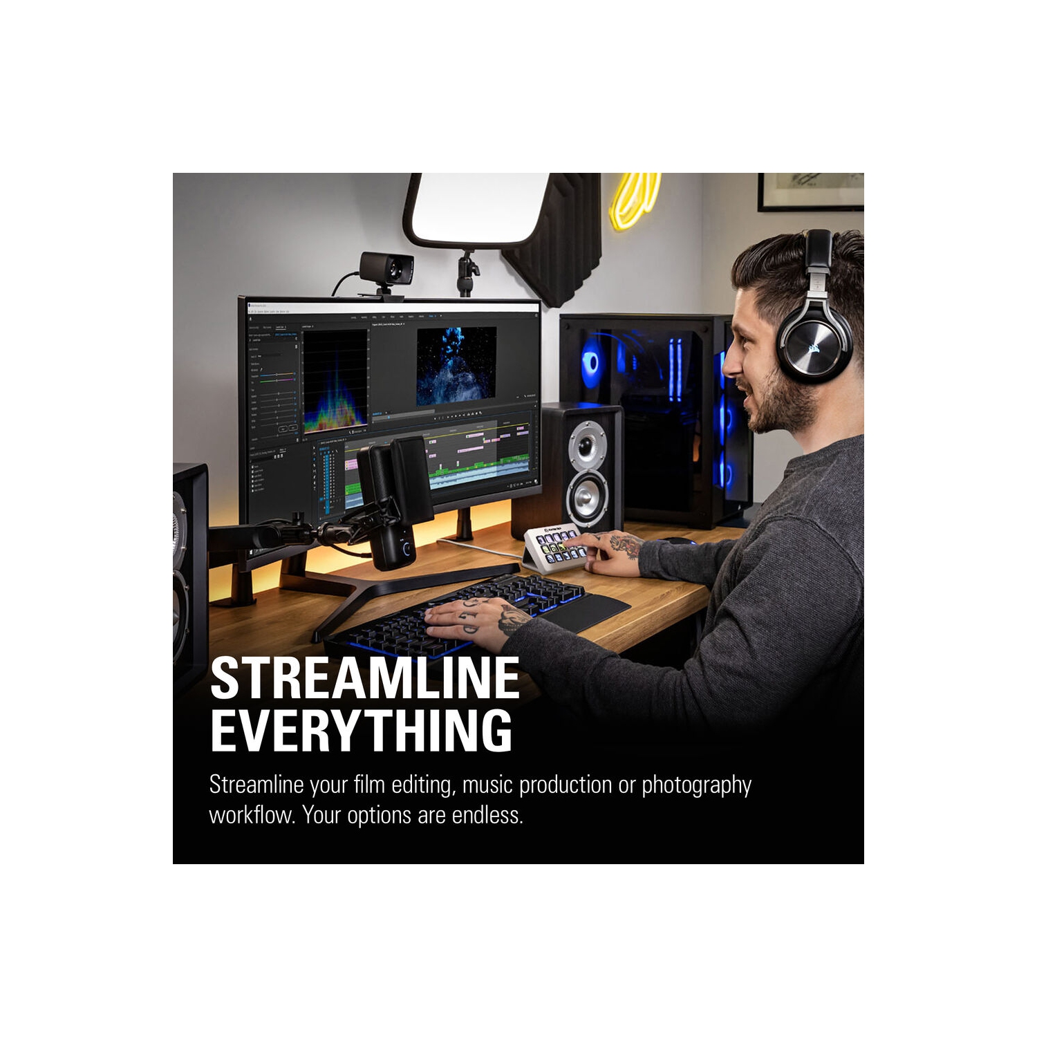 Boîte ouverte - Pavé numérique USB avec fil pleine grandeur Stream Deck MK.2 d'Elgato avec 15 touches LCD personnalisables - Blanc