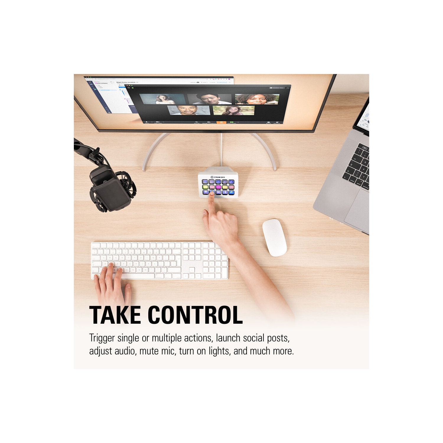 Boîte ouverte - Pavé numérique USB avec fil pleine grandeur Stream Deck MK.2 d'Elgato avec 15 touches LCD personnalisables - Blanc