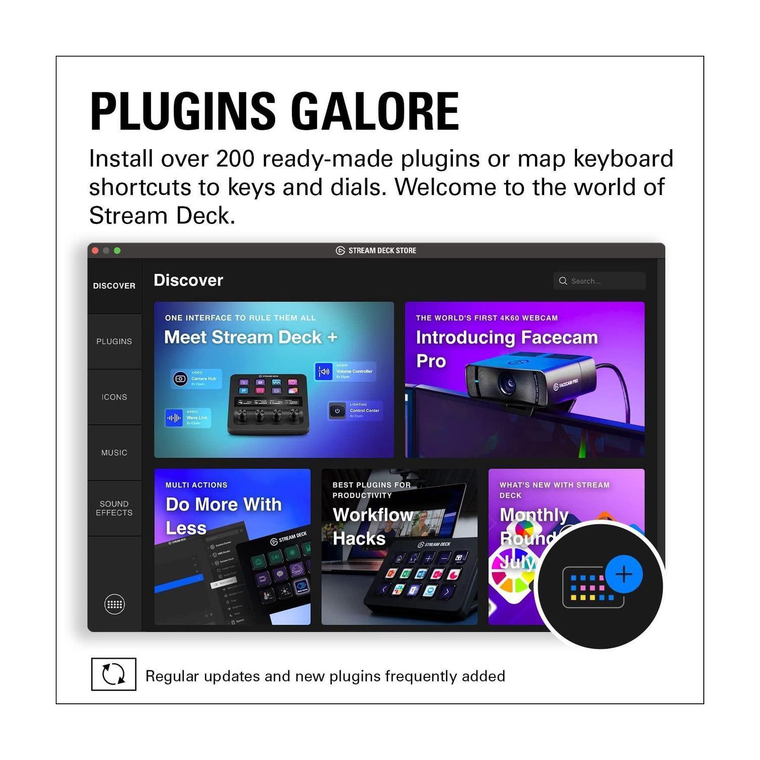 Refurbished - Elgato Stream Deck + Studio Controller with customizable touch strip and dials - Black