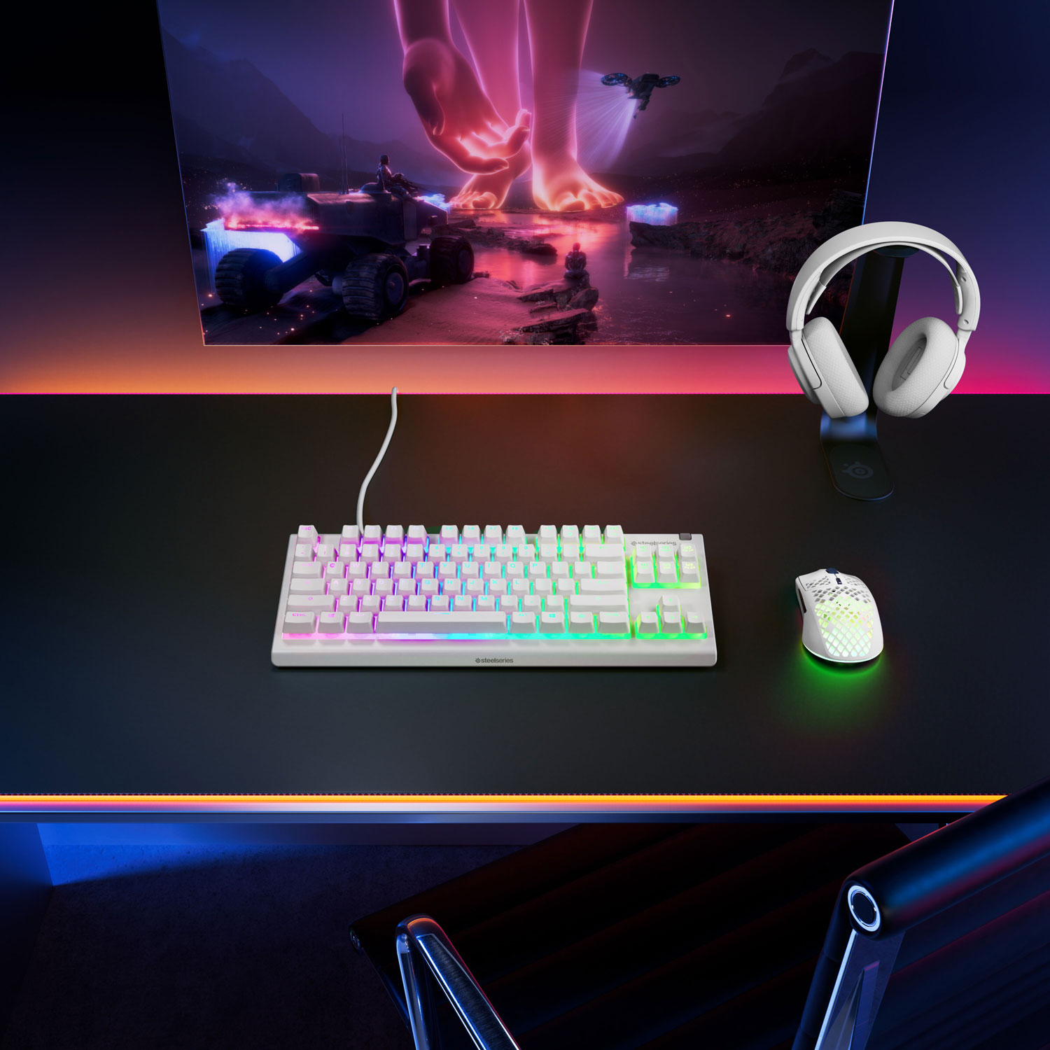 SteelSeries Apex 3 Backlit TKL Ergonomic Gaming Keyboard - White - English