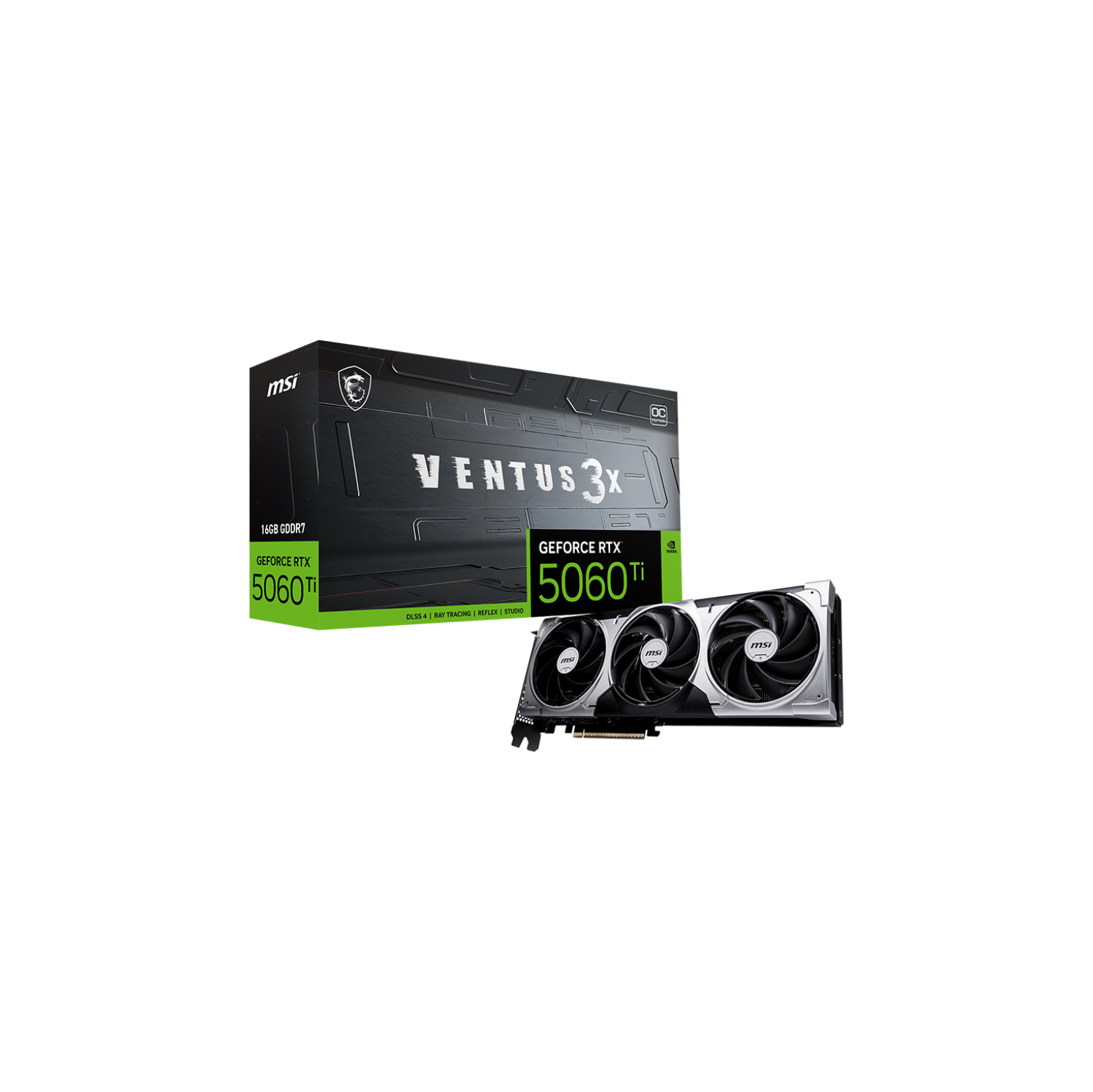 MSI Gaming RTX 5060 Ti 16G Ventus 3X OC Graphics Card (16GB GDDR7, 128-bit, Extreme Performance: 2617 MHz, DisplayPort x 3 2.1a, HDMI 2.1b, NVIDIA Blackwell Architecture)
