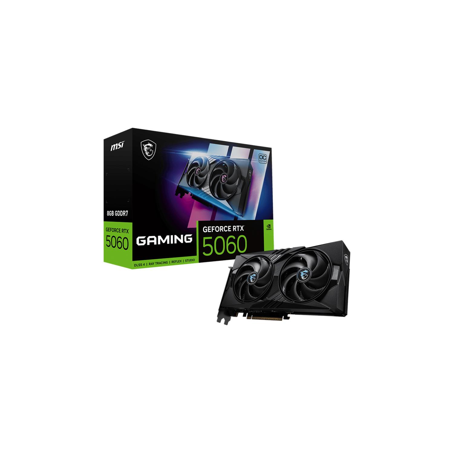 MSI Gaming RTX 5060 8G Gaming OC Graphics Card (8GB GDDR7,128-bit, Extreme Performance: 2640 MHz, DisplayPort x3 2.1a, HDMI 2.1b, NVIDIA Blackwell Architecture)