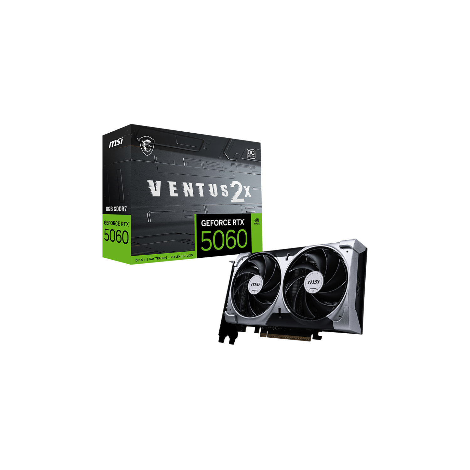 MSI Gaming RTX 5060 8G Ventus 2X OC Graphics Card (8GB GDDR7, 128-bit, Extreme Performance: 2535 MHz, DisplayPort x3 2.1a, HDMI 2.1b, NVIDIA Blackwell Architecture)