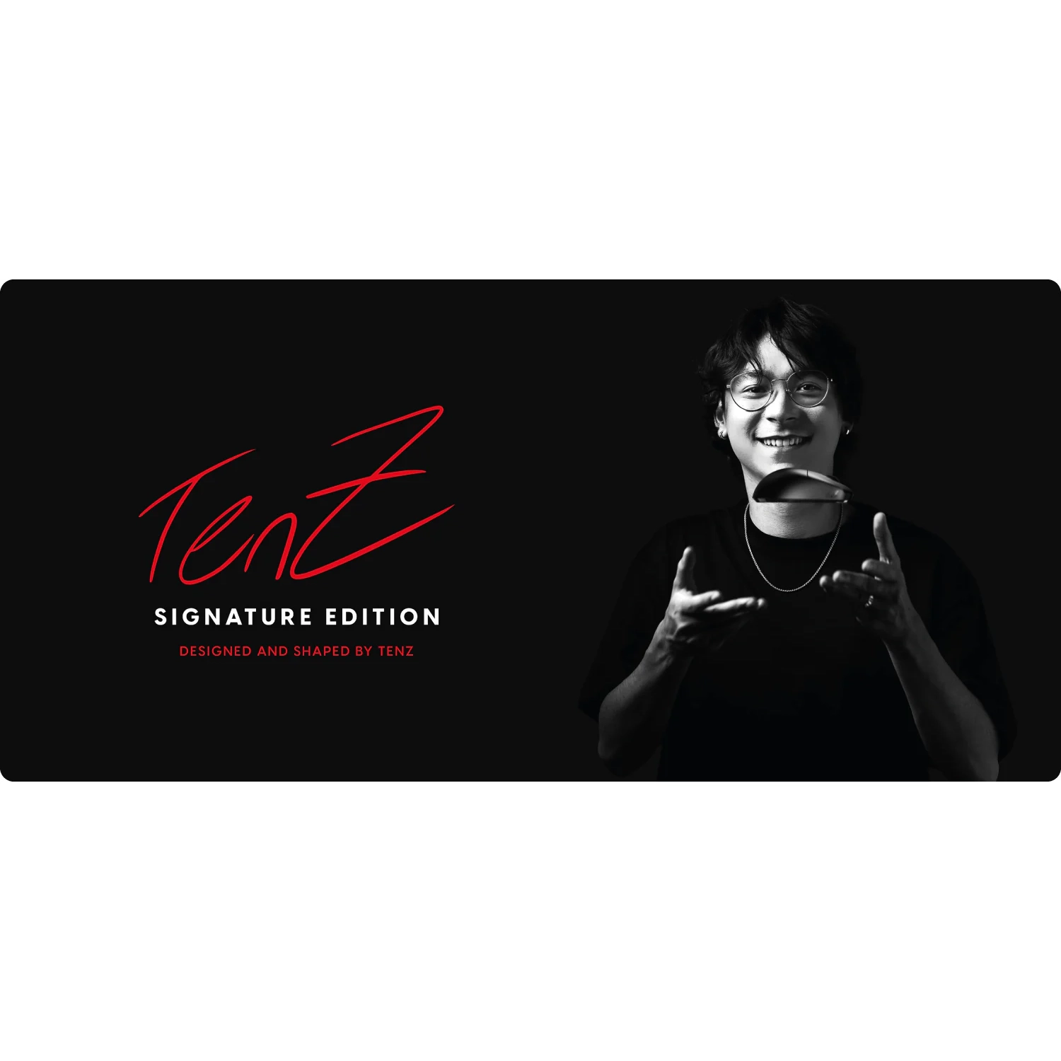 Pulsar TenZ Signature Edition Wireless Gaming Mouse - Ultra-Lightweight 47g, 8K Polling, PAW3395 Sensor, Symmetrical Shape - Black