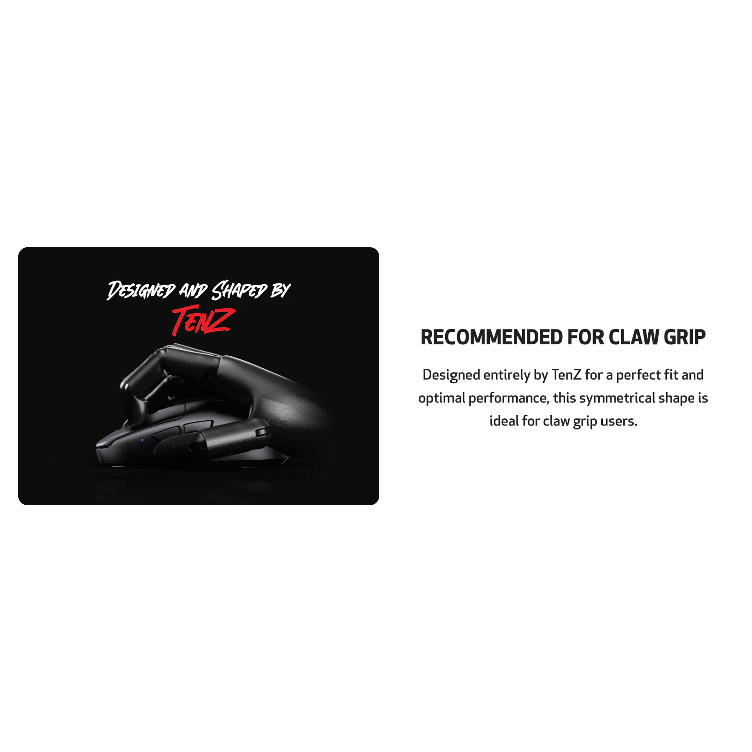 Pulsar TenZ Signature Edition Wireless Gaming Mouse - Ultra-Lightweight 47g, 8K Polling, PAW3395 Sensor, Symmetrical Shape - Black