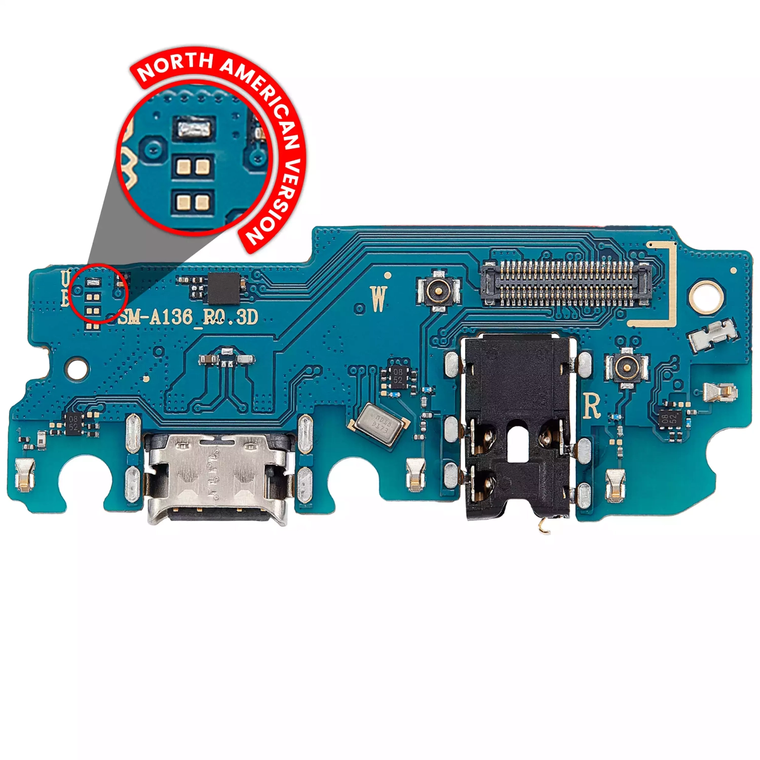 Charging Port Board With Headphone Jack Compatible For Samsung Galaxy A13 5G (A136 / 2021) (US Version) (Aftermarket Plus)