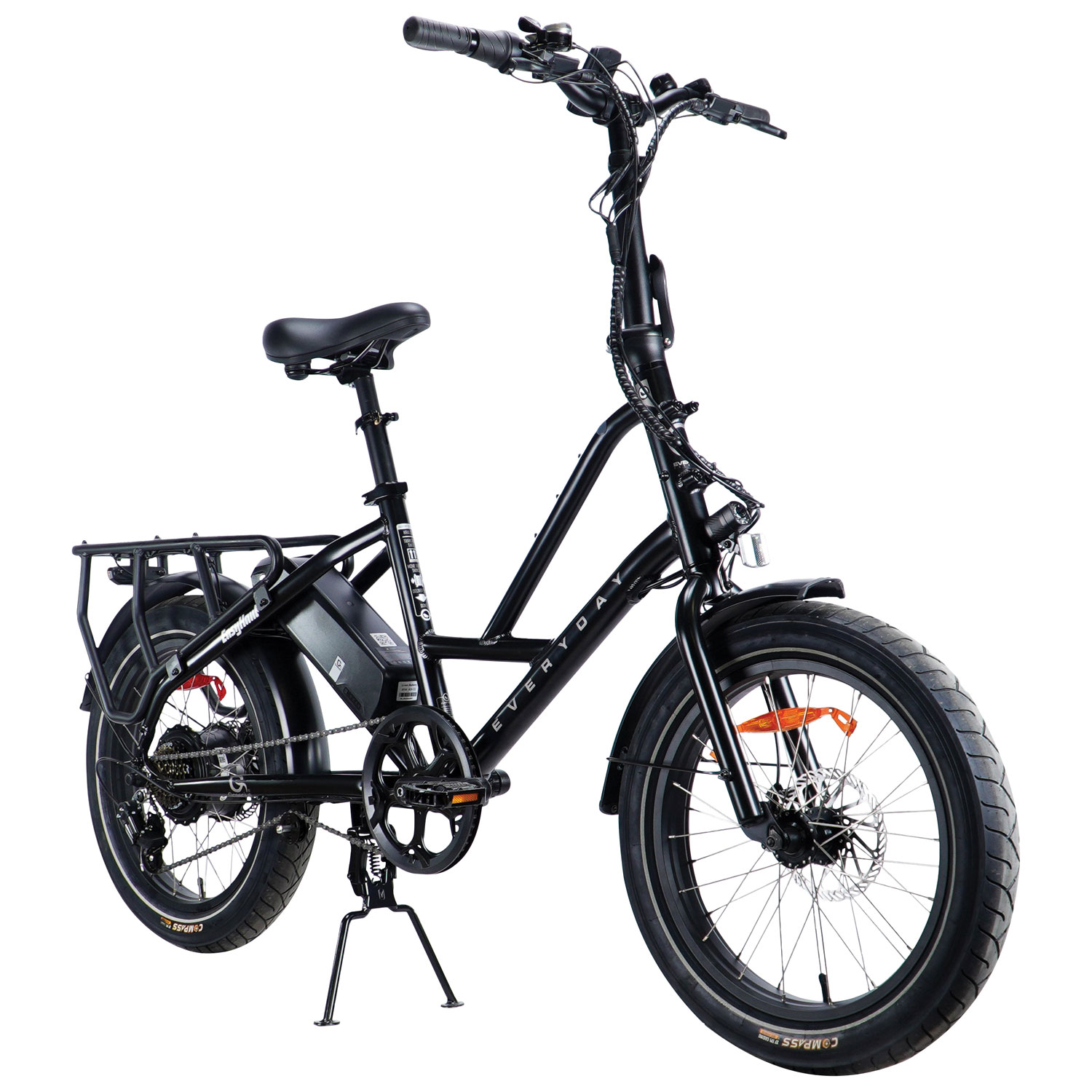 Vélo électrique cargo repliable à cadre bas EasyHaul d'Everyday Essentials - Noir