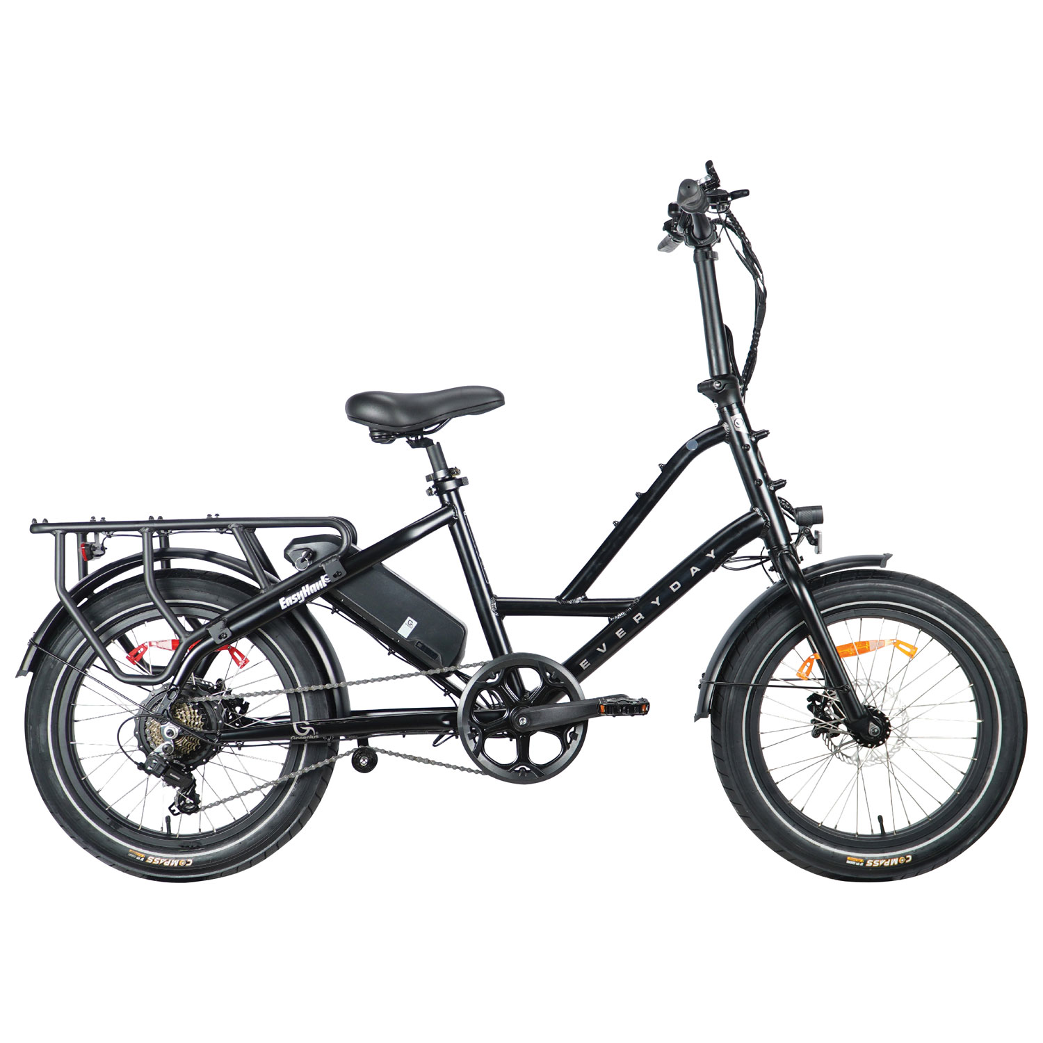 Vélo électrique cargo repliable à cadre bas EasyHaul d'Everyday Essentials - Noir