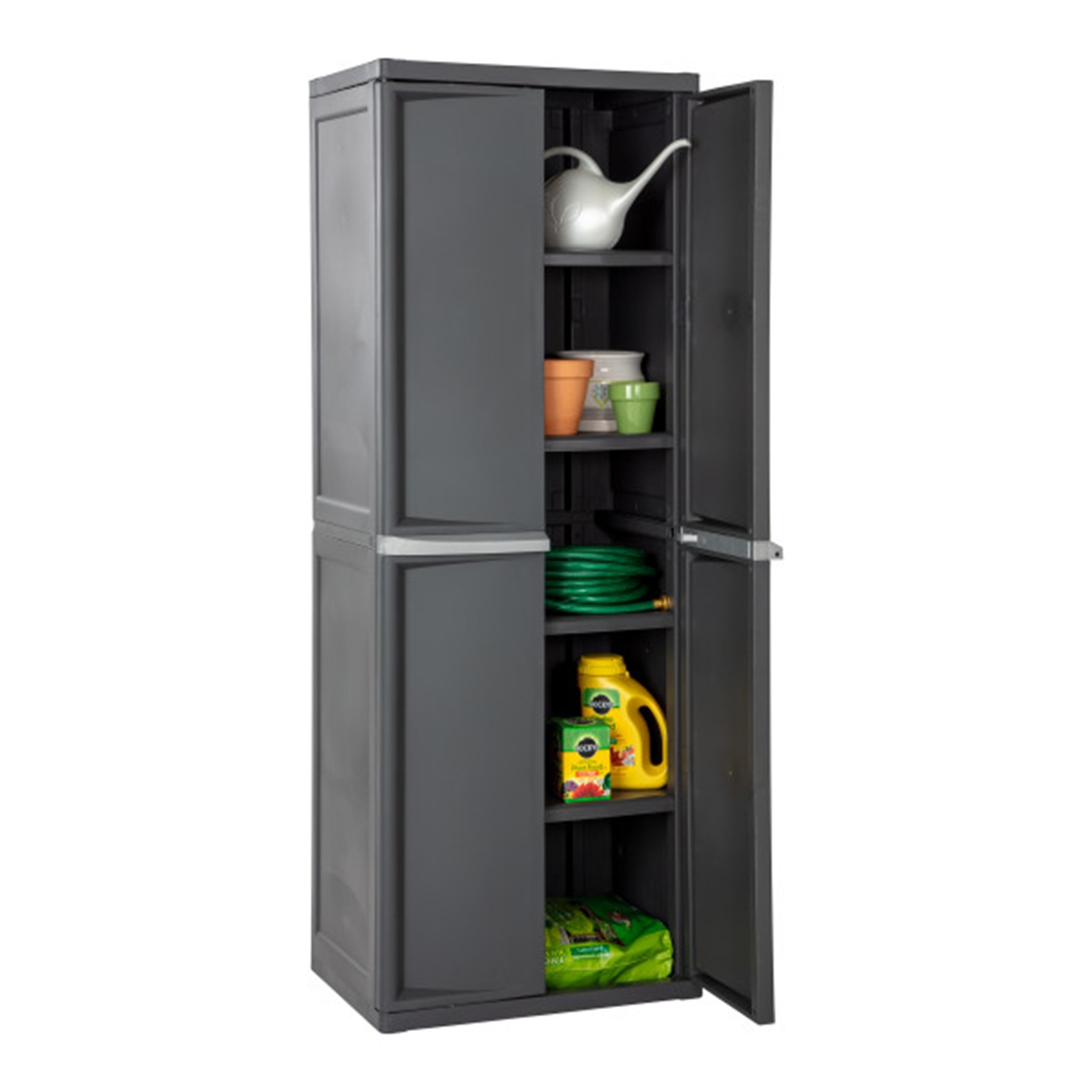 Armoire de rangement réglable Sterilite à 4 tablettes avec portes, gris | 01423V01