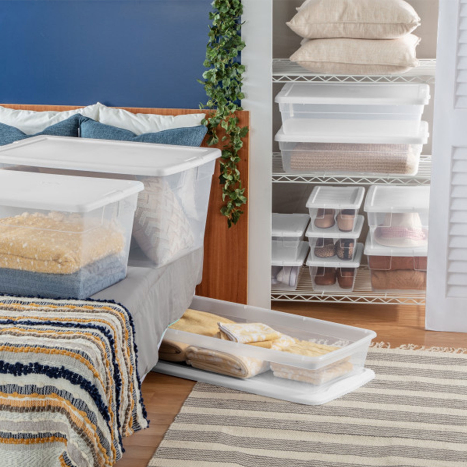 Sterilite 56 Quart Clear Plastic Storage Container with Latching Lid