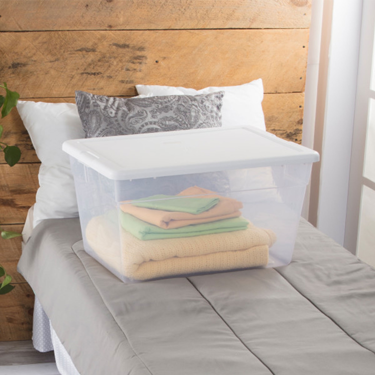 Sterilite 56 Quart Clear Plastic Storage Container with Latching Lid