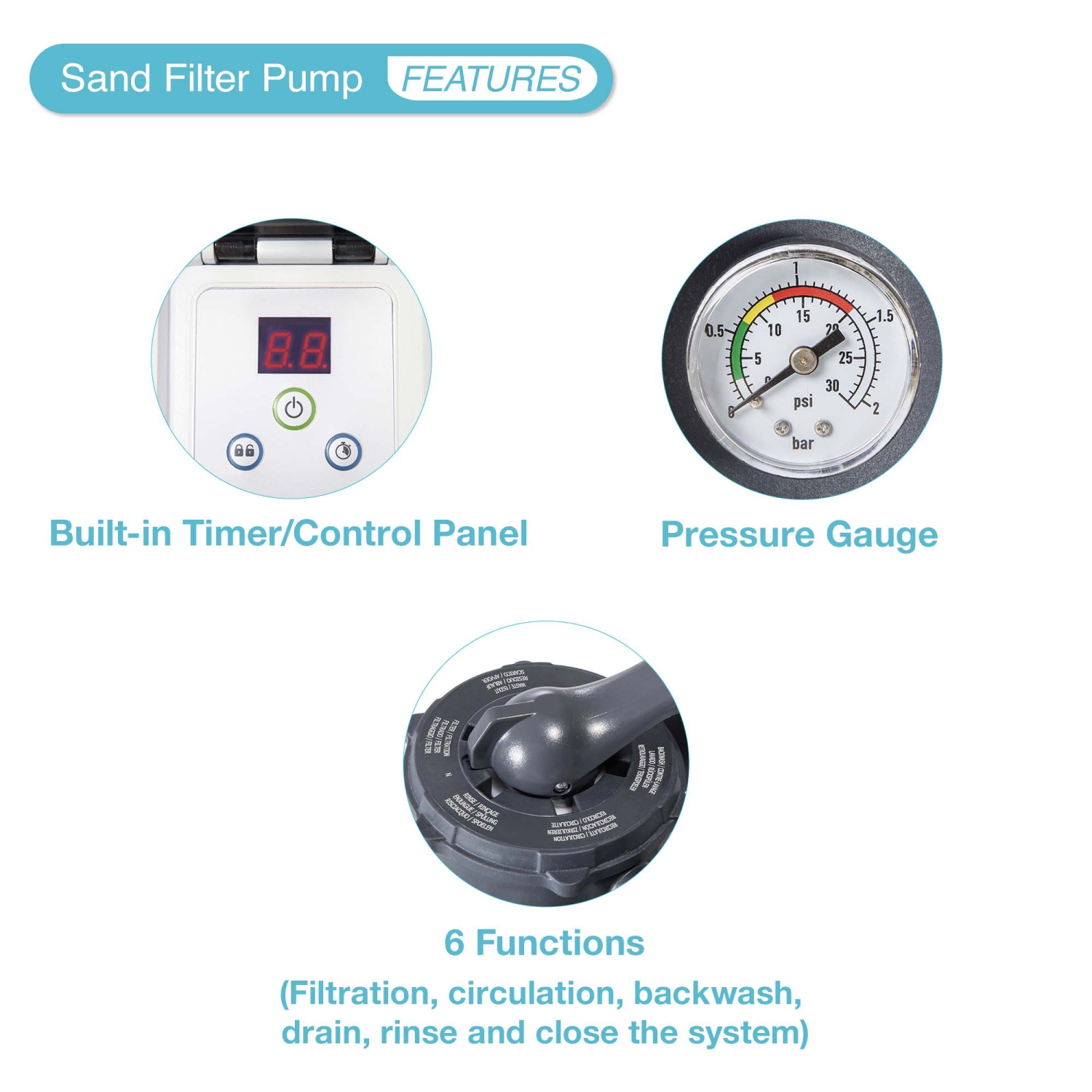 Pompe filtrante au sable Krystal Clear de 1500 gal/h d'Intex pour piscines hors terre