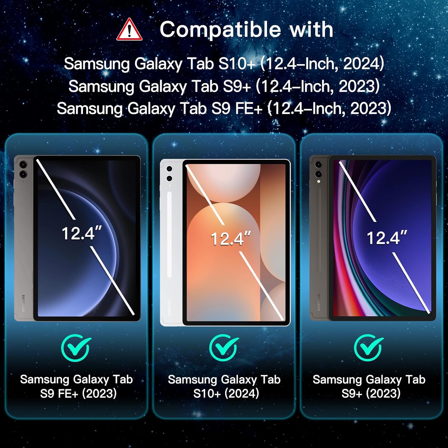 Protecteur d'écran ultramince en verre trempé XCRS [Paquet de 2] pour Galaxy Tab S8+/S9+/S9 FE+/S10+ de Samsung