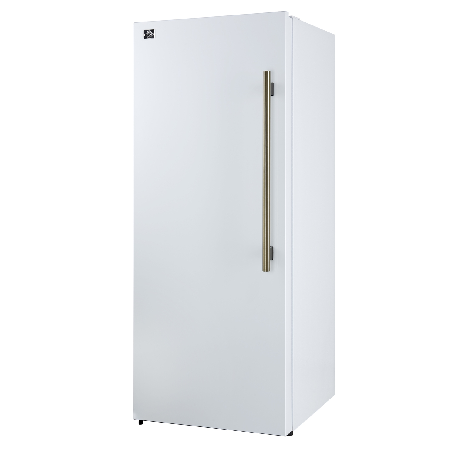 Forno Maderno 28-Inch Convertible Upright Freezer/Refrigerator in White with Antique Brass Handle, 13.6 cu.ft., Left Swing