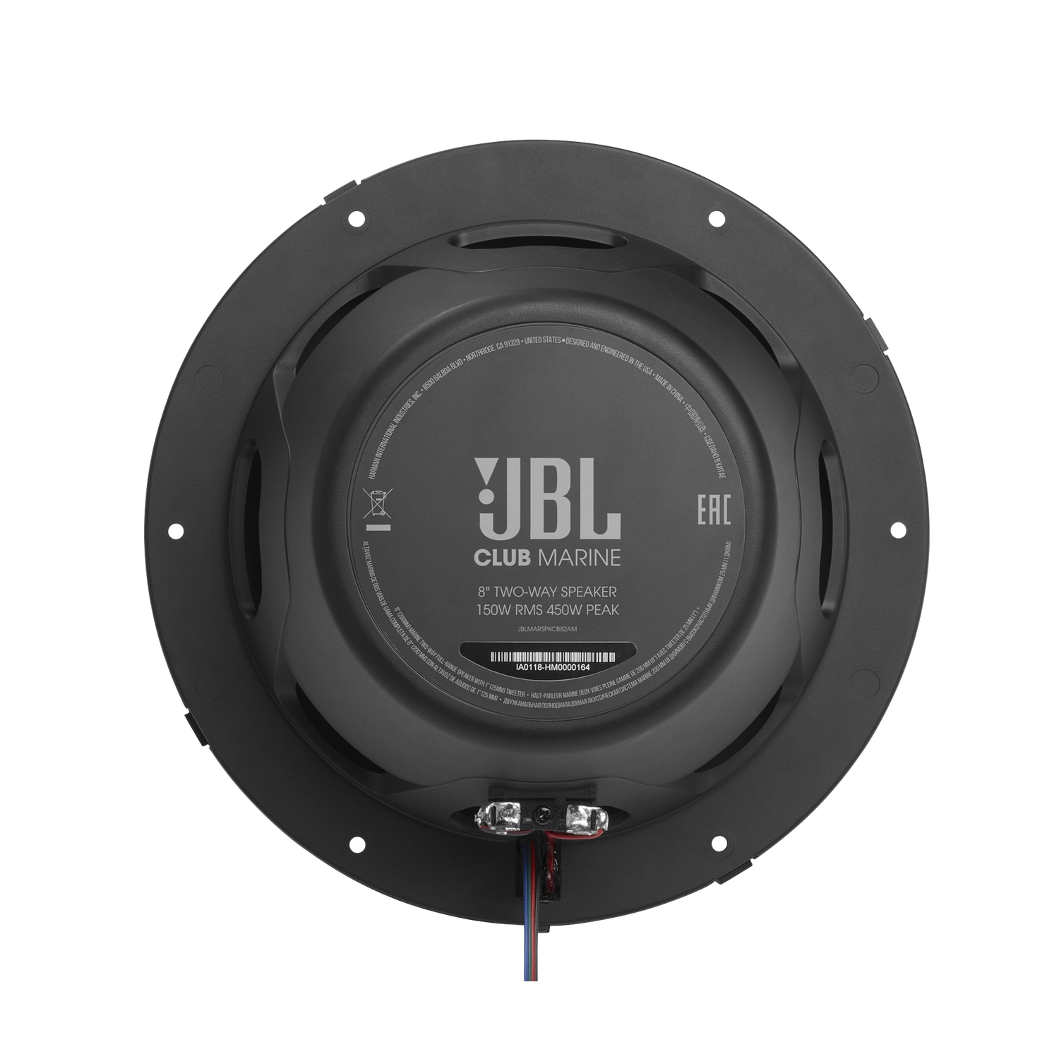 Haut-parleurs nautiques à 2 voies RMS 150&nbsp;W de 82 8&nbsp;po Club Marine de JBL avec éclairage RVB LED