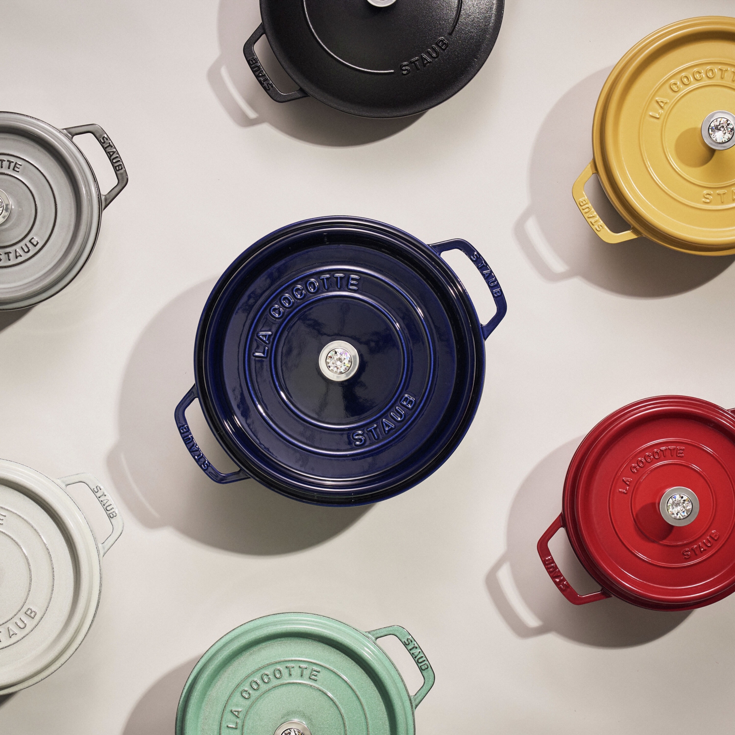 Fonte STAUB - Accessoires Bouton rond en acier inoxydable orné de cristal de Swarovski