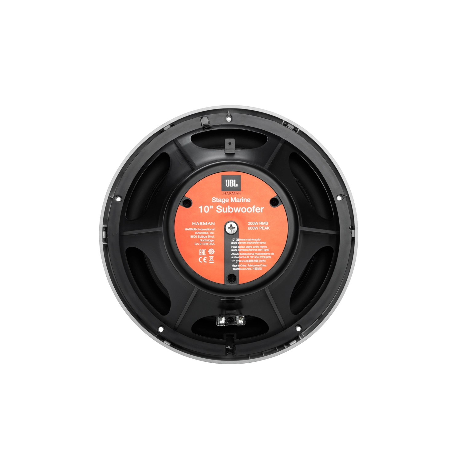 Haut-parleur d'extrêmes graves nautique 200&nbsp;W RMS de 10&nbsp;po Stage série 10 de JBL - Gris