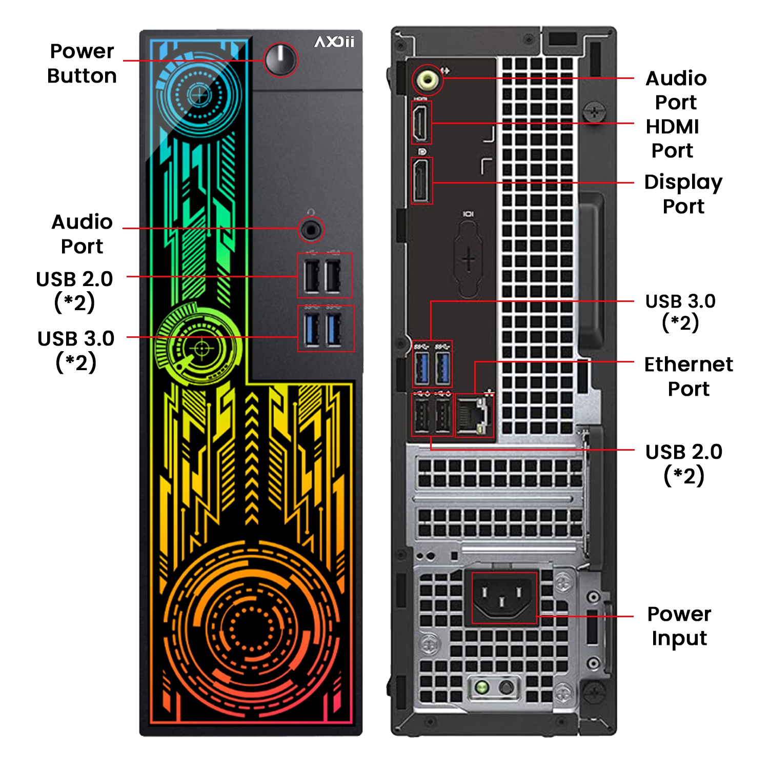 Refurbished - AXOII RGB SFF Computer PC - Intel Core i5 9500 Processor, 16GB DDR4 RAM, 512GB NVMe SSD, Wi-Fi, Bluetooth, Windows 11 Pro – Ideal for