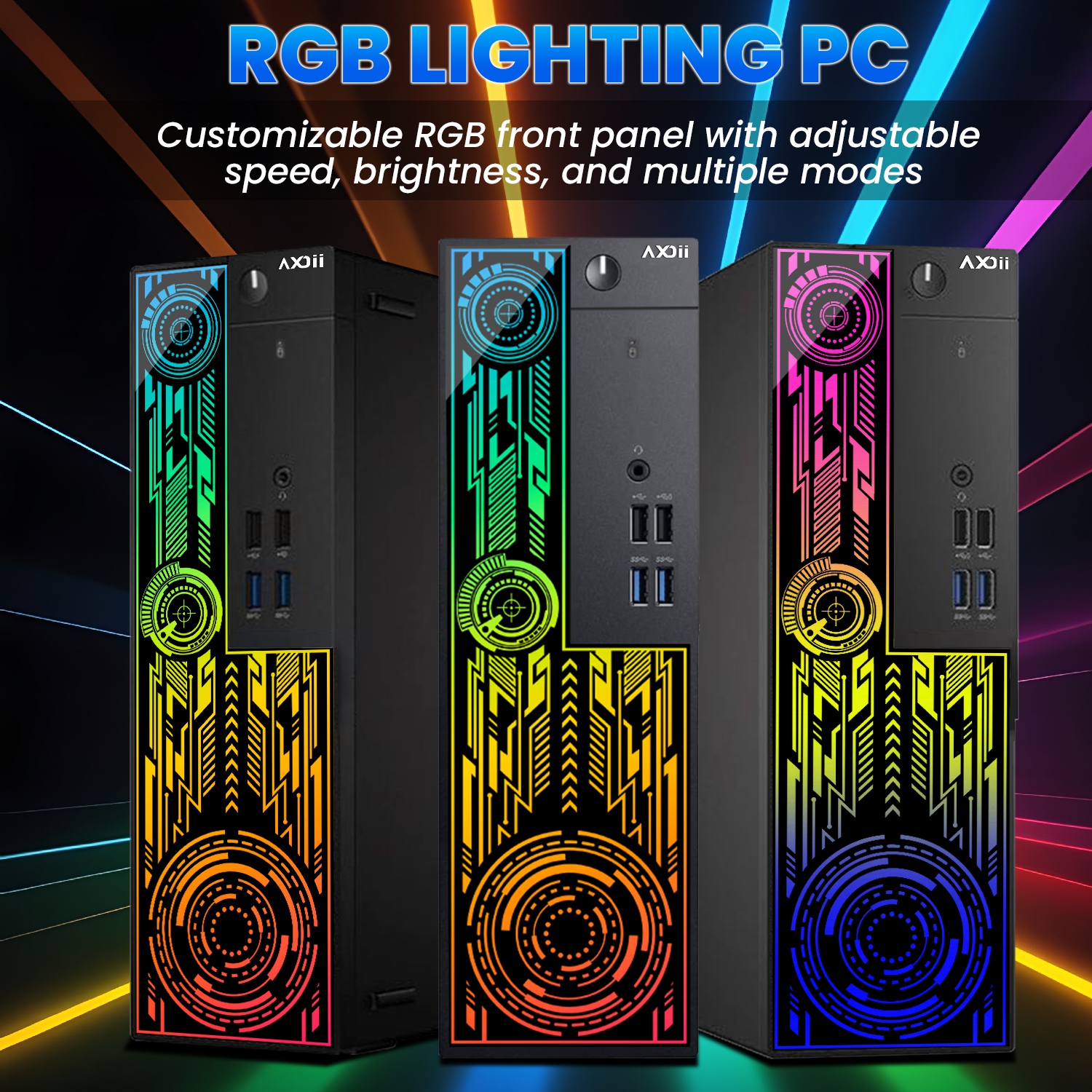 Refurbished - AXOII RGB SFF Computer PC - Intel Core i5 8500 Processor, 16GB DDR4 RAM, 1TB NVMe SSD, Windows 11 Pro, Wi-Fi, Bluetooth – Office or