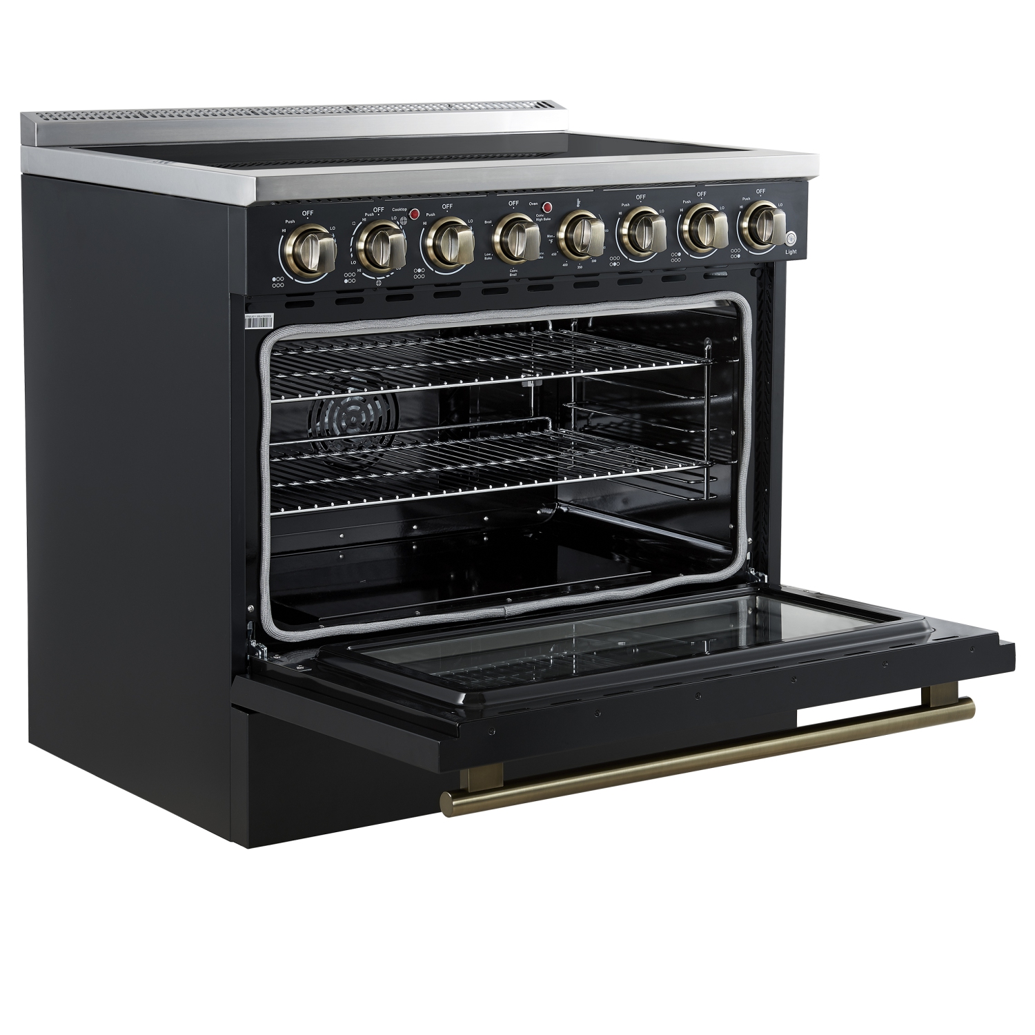 Forno Paolo 36 Inch Black Freestanding Electric Range, Stainless Steel, 5.44 cu.ft, True Convection Oven, Energy Efficient