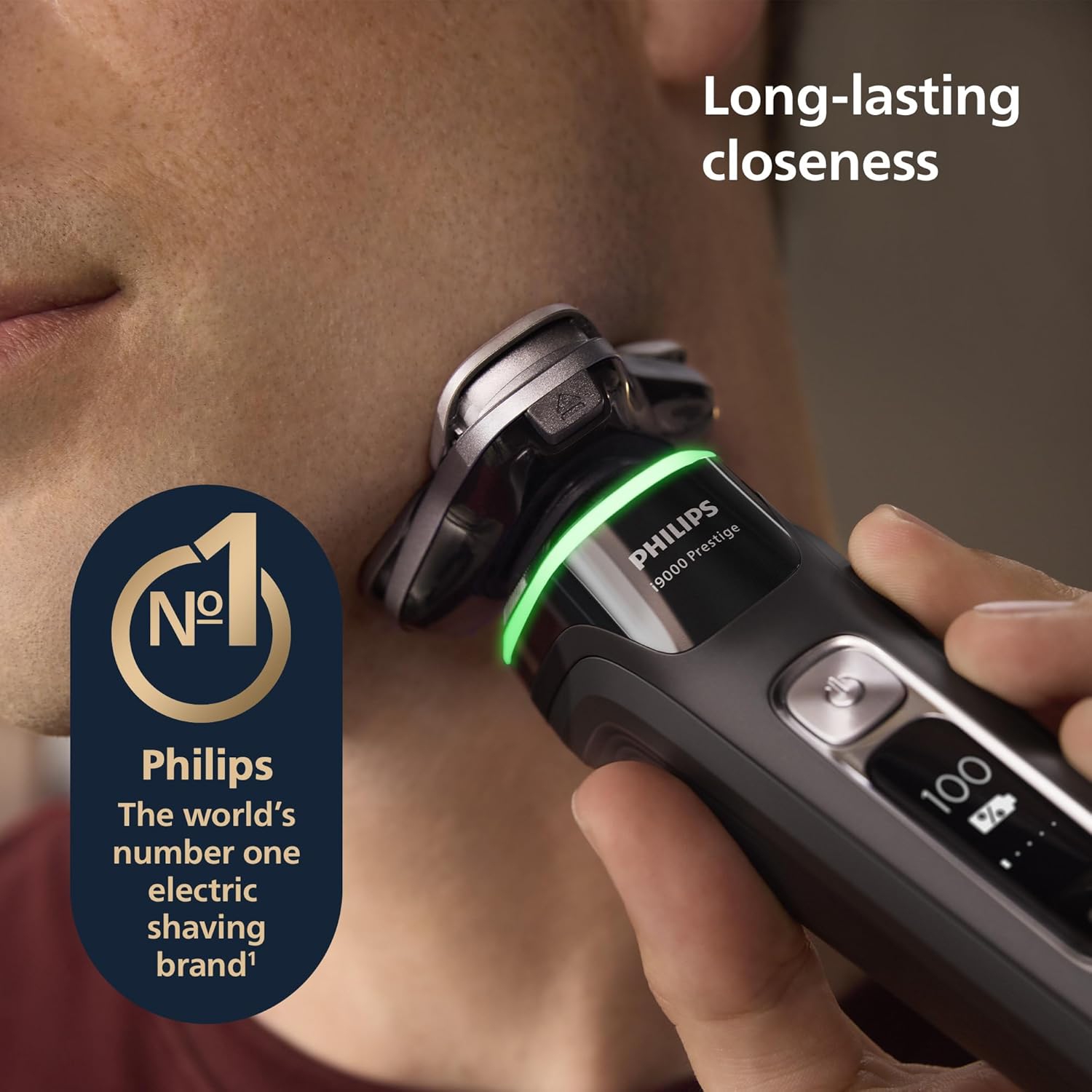 Philips Electric Shaver Series i9000 Prestige, Wet & Dry with 360° Precision Flexing Head & Triple Action Lift & Cut, Ink Black, AMZ Exclusive,