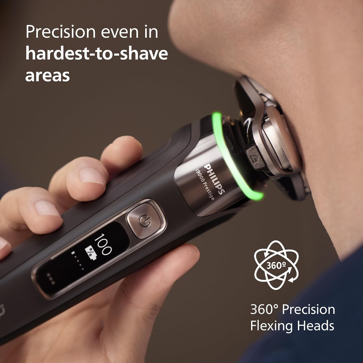Philips Electric Shaver Series i9000 Prestige, Wet & Dry with 360° Precision Flexing Head & Triple Action Lift & Cut, Ink Black, AMZ Exclusive,