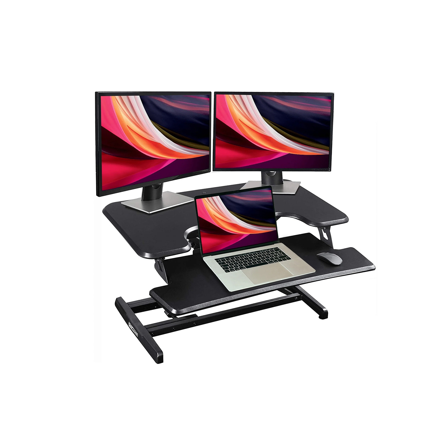 Surélévateur de bureau assis/debout réglable | Plateau supérieur de 33 po de large | Capacité de 35 lb | Hauteur ergonomique de 4,3 à 19,3 po |