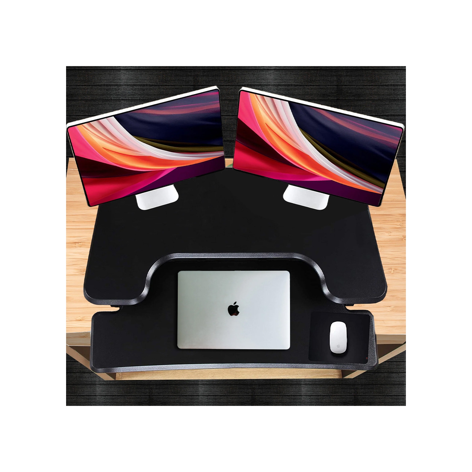 Surélévateur de bureau assis/debout réglable | Plateau supérieur de 33 po de large | Capacité de 35 lb | Hauteur ergonomique de 4,3 à 19,3 po |