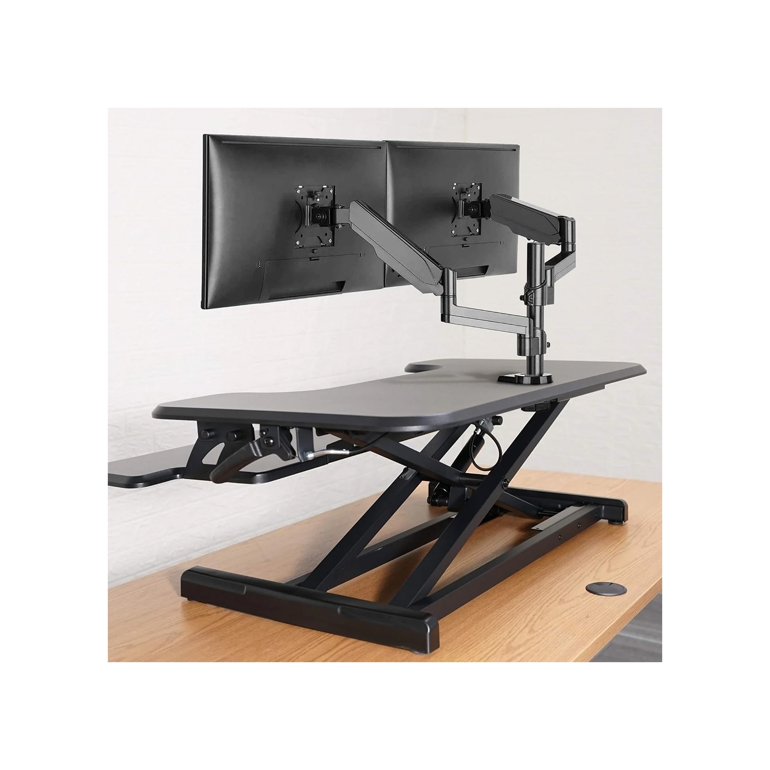 Surélévateur de bureau assis/debout réglable | Plateau supérieur de 33 po de large | Capacité de 35 lb | Hauteur ergonomique de 4,3 à 19,3 po |