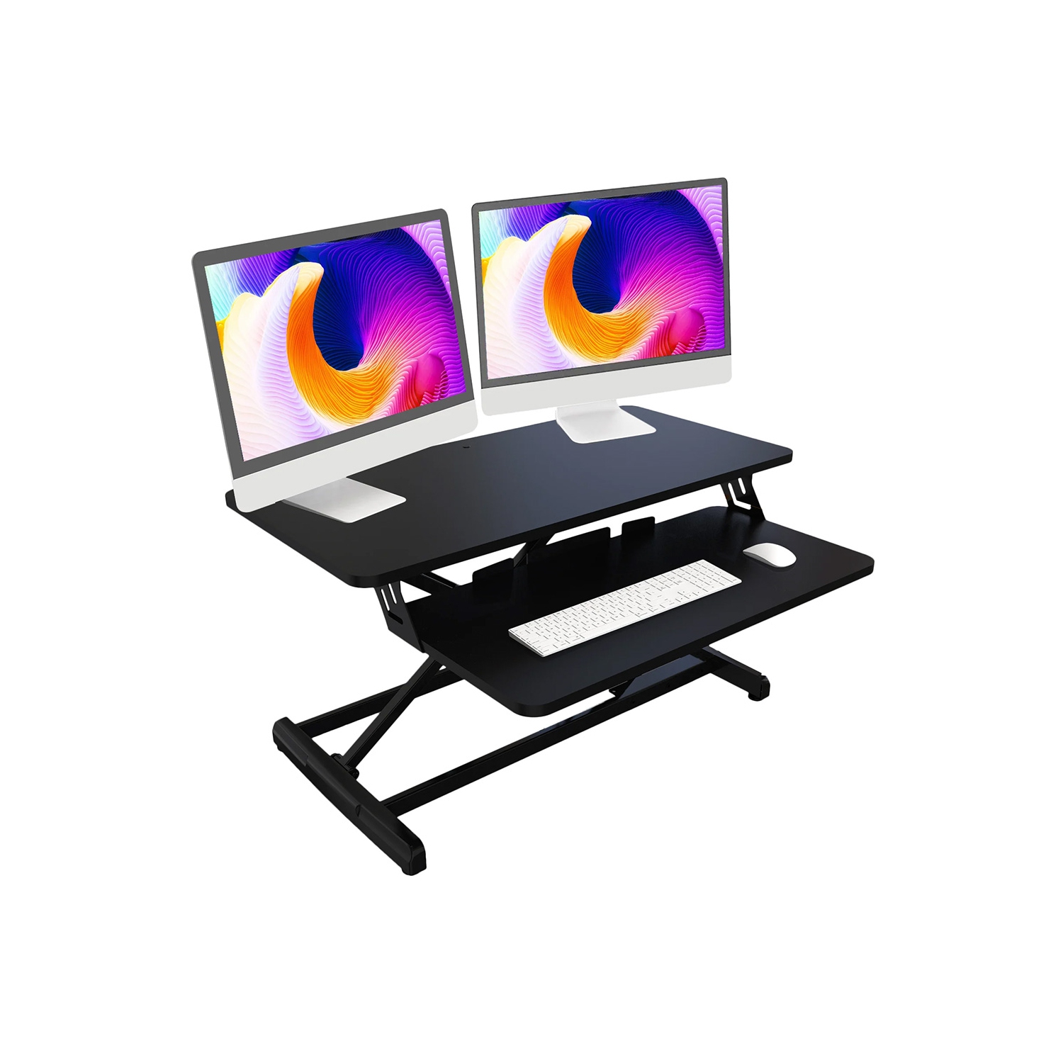 Standing Desk Converter 35", Height Adjustable Sit Stand Desk Riser | 35lbs Capacity | Adjustable Height Range 4.3"–19.3" | Removable Tray, Non-Slip