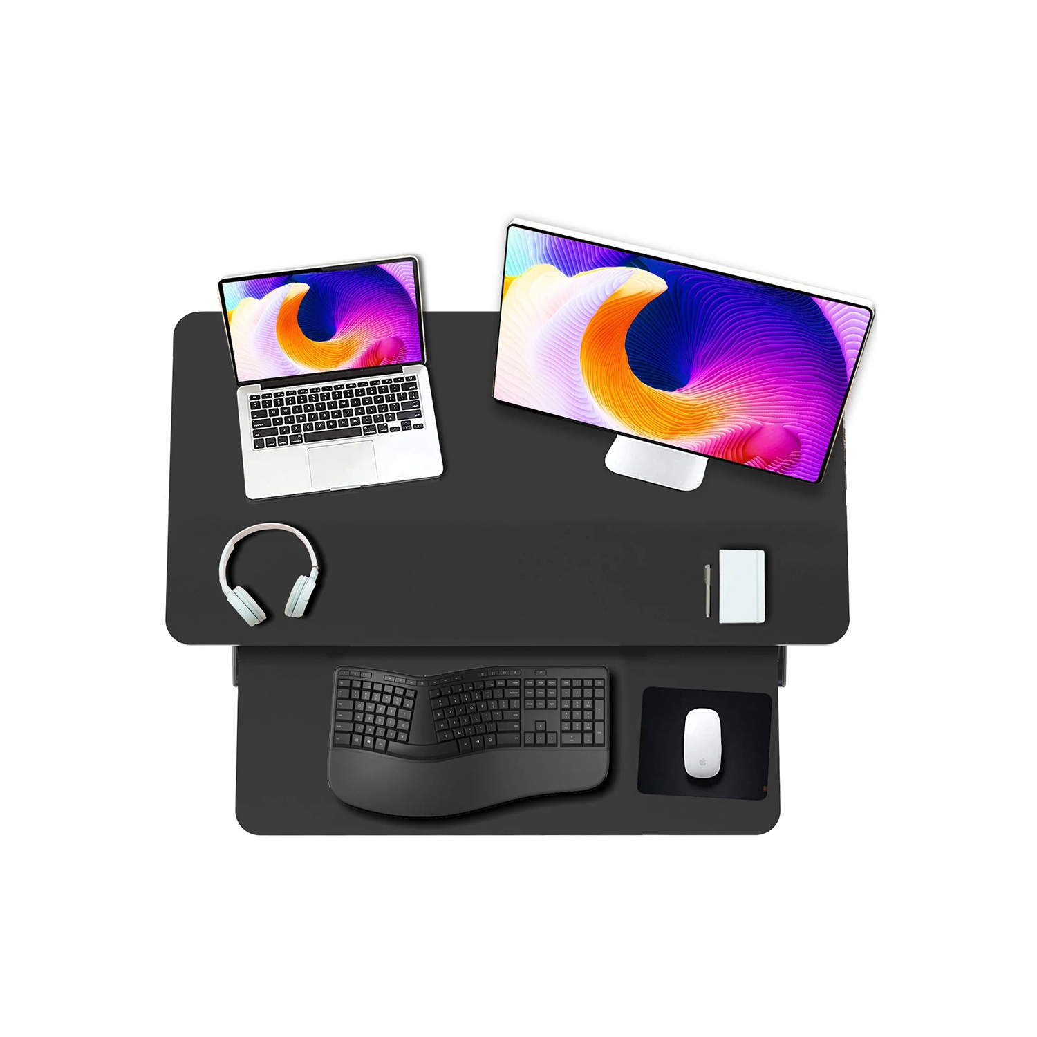 Standing Desk Converter 35", Height Adjustable Sit Stand Desk Riser | 35lbs Capacity | Adjustable Height Range 4.3"–19.3" | Removable Tray, Non-Slip