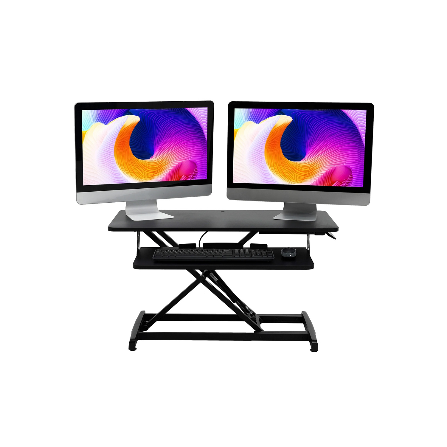 Standing Desk Converter 35", Height Adjustable Sit Stand Desk Riser | 35lbs Capacity | Adjustable Height Range 4.3"–19.3" | Removable Tray, Non-Slip