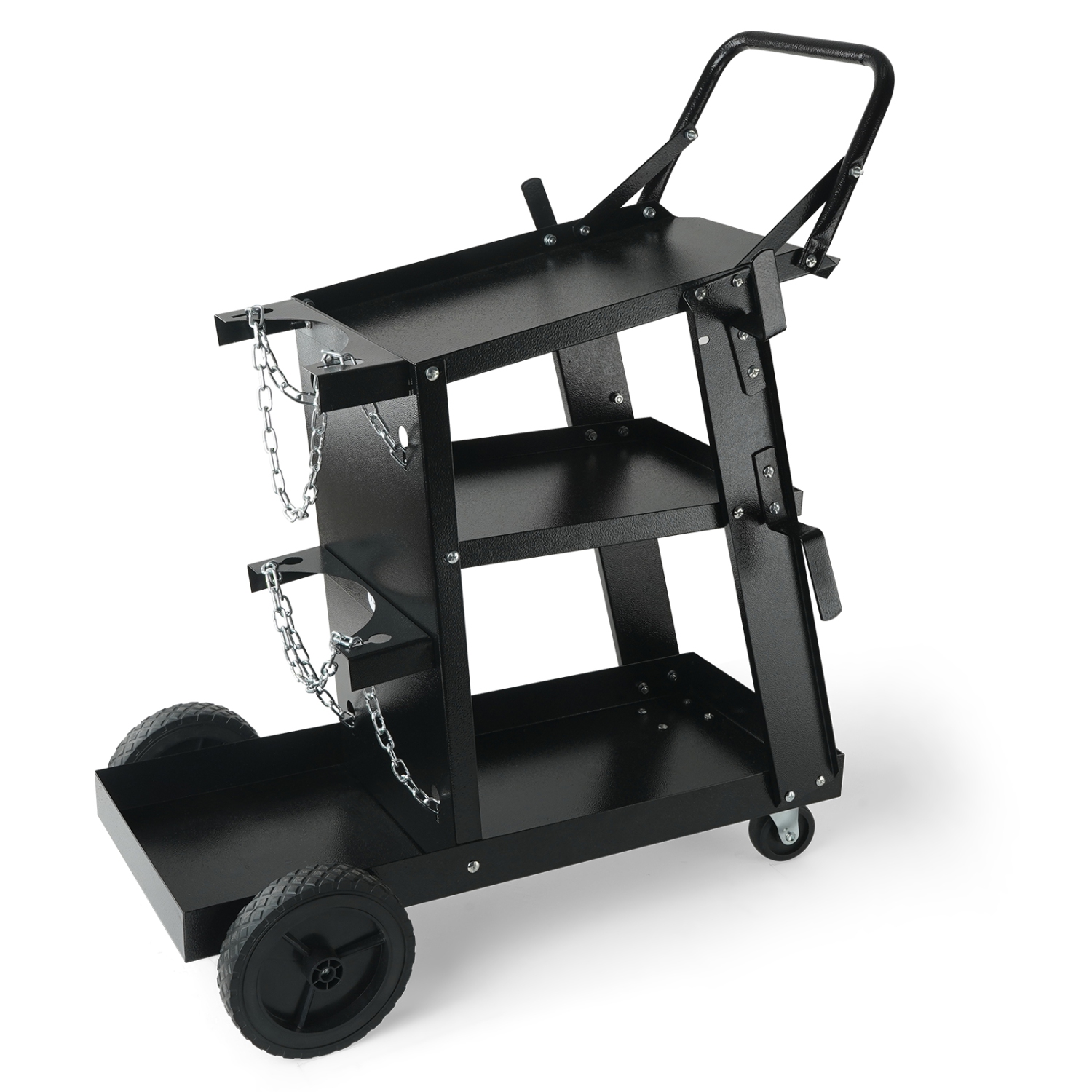 VEVOR 3-Tier Welder Cart with 400 Lbs Weight Capacity, 360° Swivel Wheels, Tank Storage Safety Chains, Rolling MIG Welder Cart for TIG, ARC, MMA,