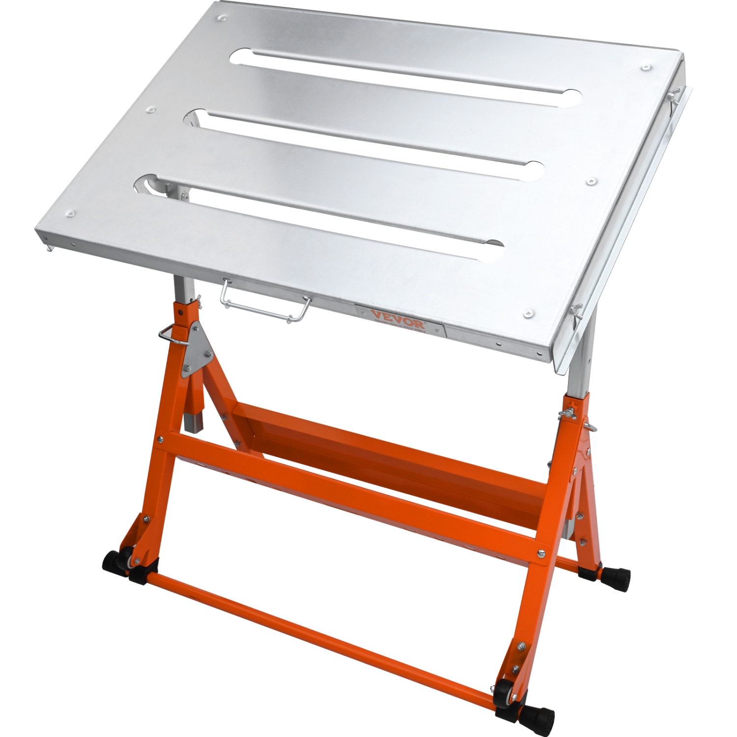 VEVOR 30" x 20" 400lbs Load Capacity Steel Welding Workbench Table on Wheels, Folding Work Bench with Three 1.1" Slot, 3 Tilt Angles, Adjustable